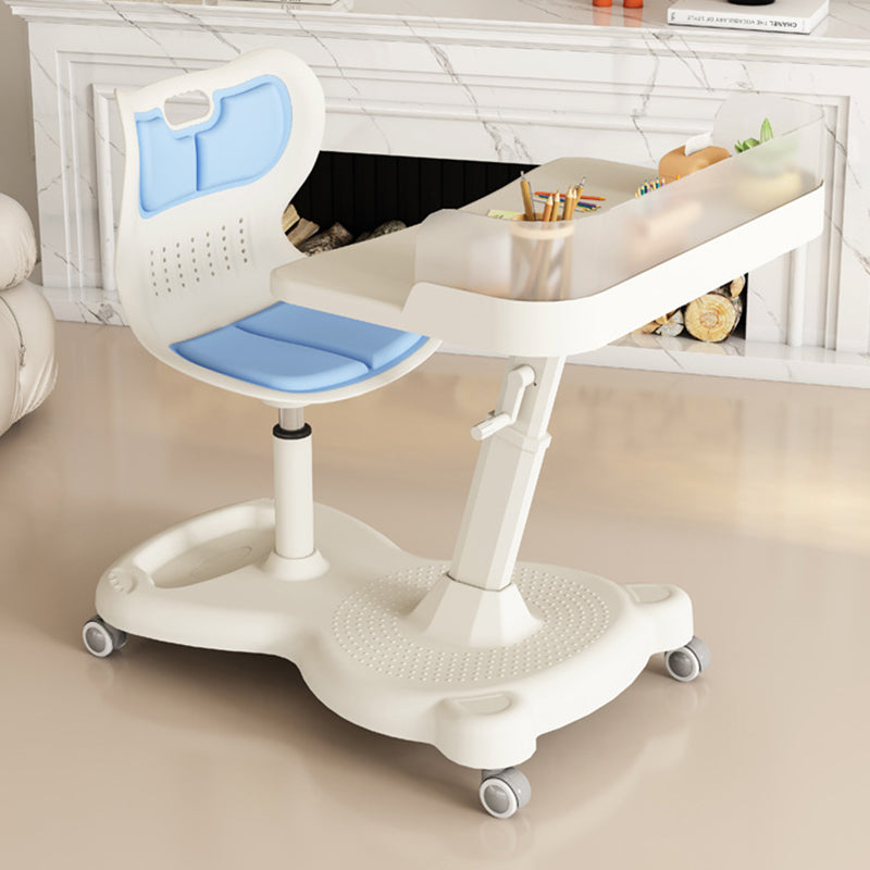 Modern Minimalist Rectangular Kids Mesh Fabric PP Iron Integrated Height-Adjustable Desk & Chair Set Backrest For Home Office