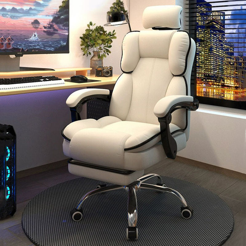 Contemporary Scandinavian Rectangular PU Leather Steel Height-Adjustable Swivel Backrest Armrest Gaming Chair For Bedroom