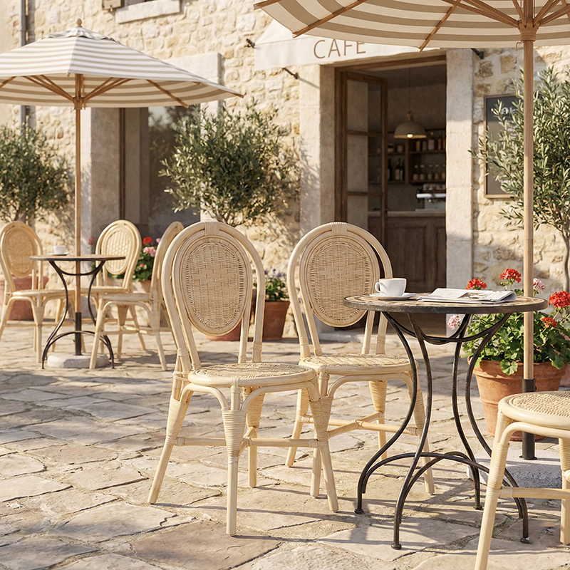 Premium Handcrafted Natural Rattan Dining Chair - Farmhouse Stylish, Breathable, And Long-lasting For Dining Room