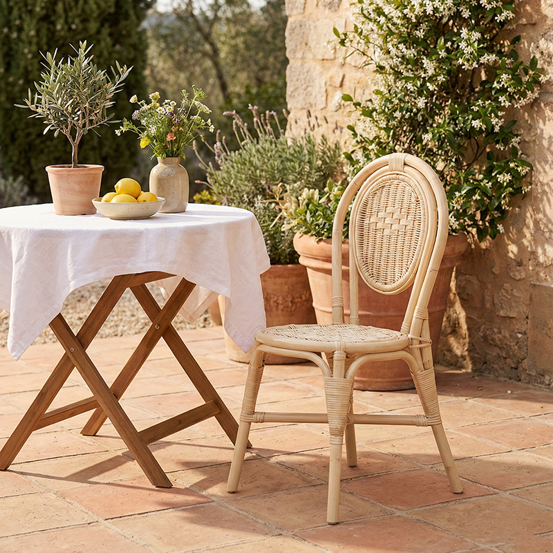 Premium Handcrafted Natural Rattan Dining Chair - Farmhouse Stylish, Breathable, And Long-lasting For Dining Room