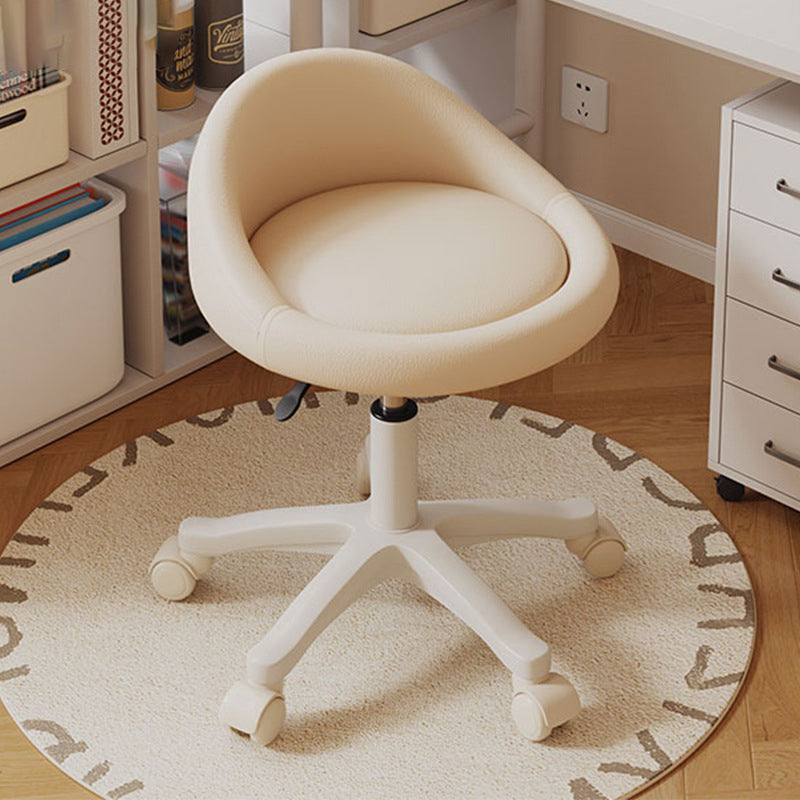 Contemporary Scandinavian Round Microfiber Leather PP Movable Height-Adjustable Vanity Stool For Bedroom
