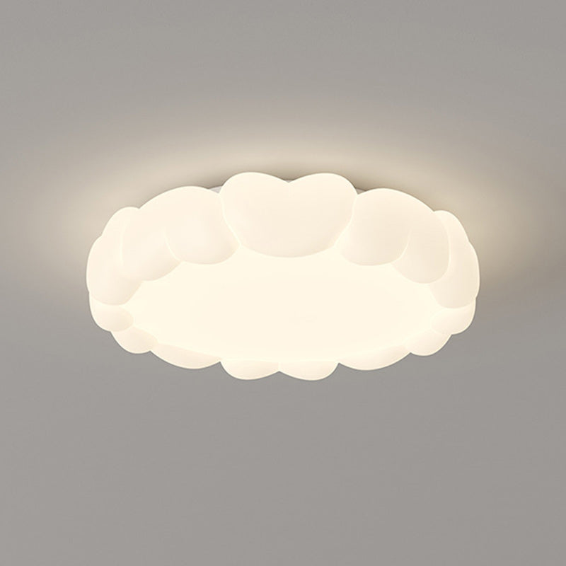 Modern Art Deco Kids Iron PE Heart-Shaped Round LED Flush Mount Ceiling Light For Bedroom