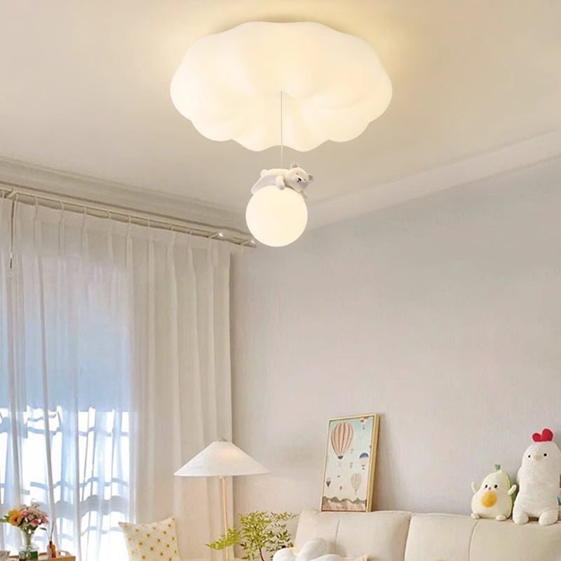 Contemporary Creative Cloud Iron Plastic LED Kids Flush Mount Ceiling Light For Living Room