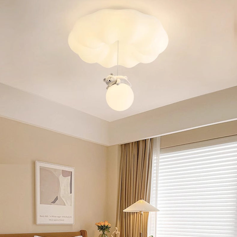 Contemporary Creative Cloud Iron Plastic LED Kids Flush Mount Ceiling Light For Living Room