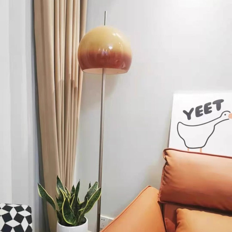 Modern Mid-Century Mushroom Round Iron Acrylic 2-Light Standing Floor Lamp For Living Room