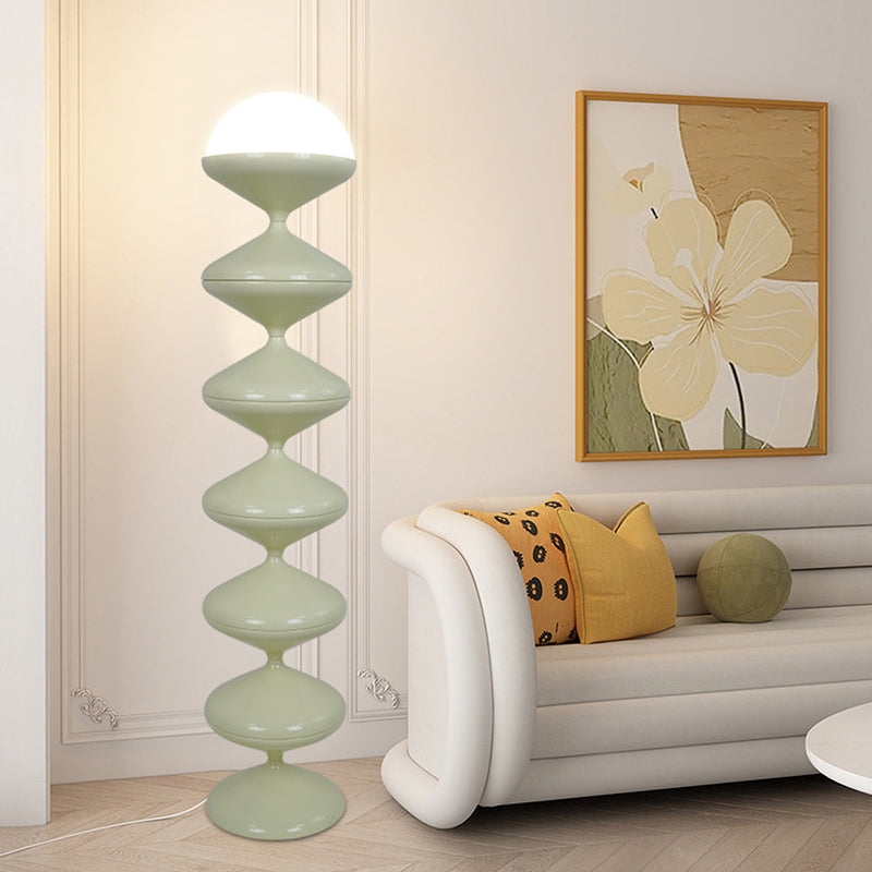 Contemporary Scandinavian Iron Acrylic Cream Round 1-Light Standing Floor Lamp For Bedroom