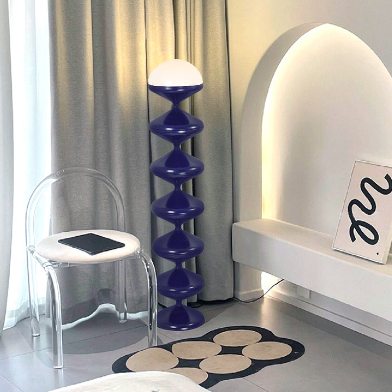 Contemporary Scandinavian Iron Acrylic Cream Round 1-Light Standing Floor Lamp For Bedroom