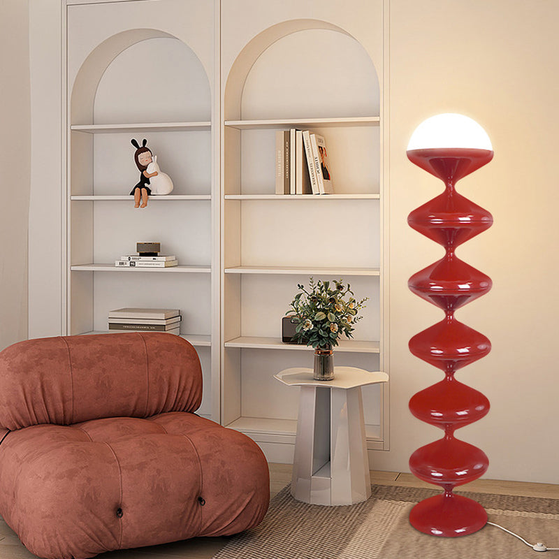 Contemporary Scandinavian Iron Acrylic Cream Round 1-Light Standing Floor Lamp For Bedroom