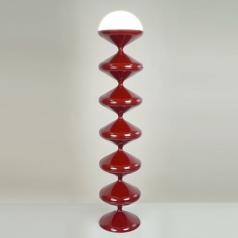 Contemporary Scandinavian Iron Acrylic Cream Round 1-Light Standing Floor Lamp For Bedroom