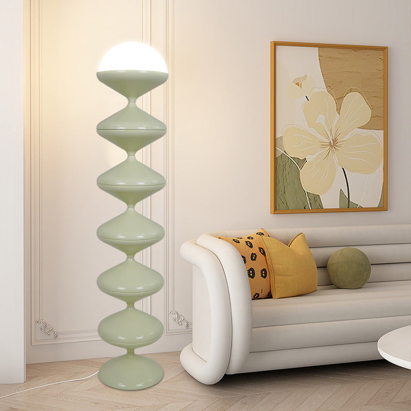 Contemporary Scandinavian Iron Acrylic Cream Round 1-Light Standing Floor Lamp For Bedroom