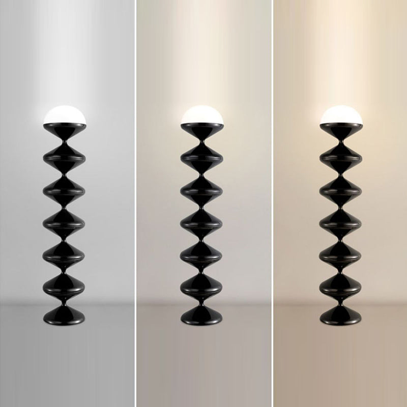 Contemporary Scandinavian Iron Acrylic Cream Round 1-Light Standing Floor Lamp For Bedroom