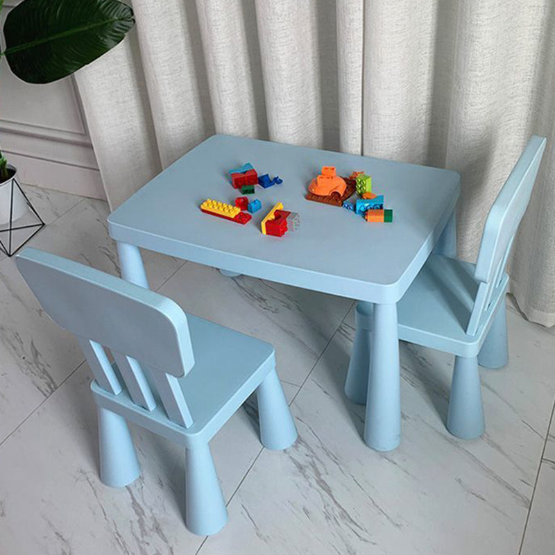 Contemporary Nordic Rectangular PE Kids Desk & Chair Set For Home Office