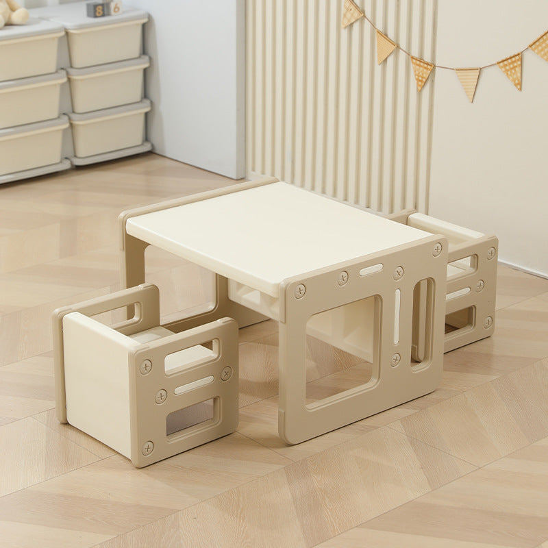 Contemporary Nordic Rectangular Hollow PE Kids Desk & Chair Set For Home Office