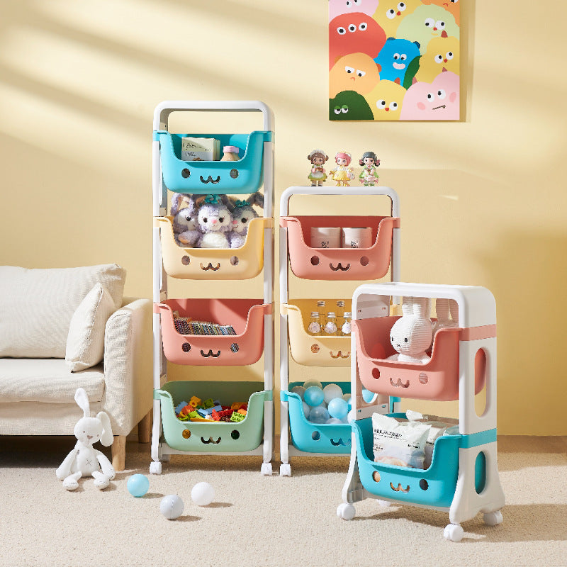 Contemporary Creative Rectangular Cat-Shaped Kids PP Storage Shelf 2/3/4 Tier For Living Room