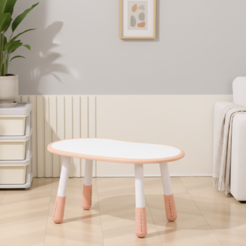 Modern Minimalist Oval Eco-Friendly Board Kid Side Table 4-Leg For Living Room