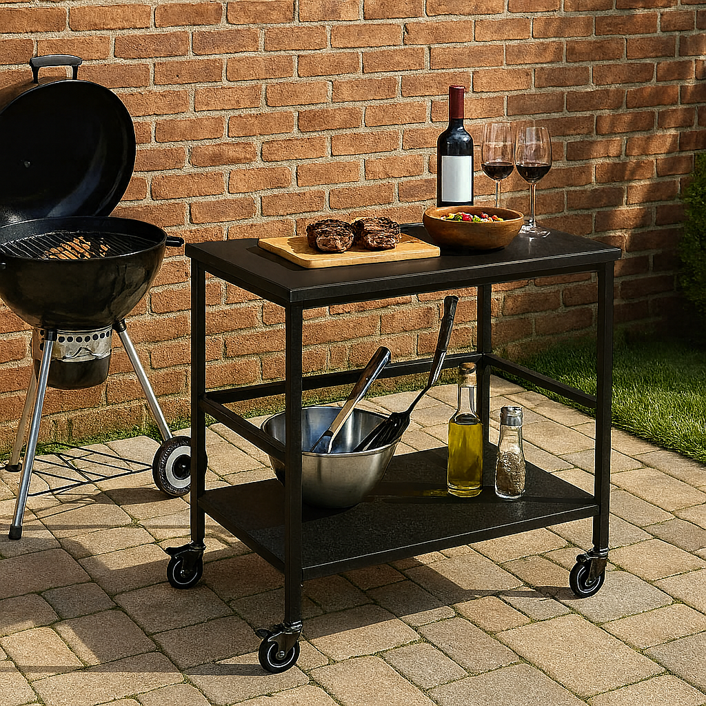 Versatile Outdoor Cart End Table - 2-Tier Movable Storage For Gardens & Outdoor Patios