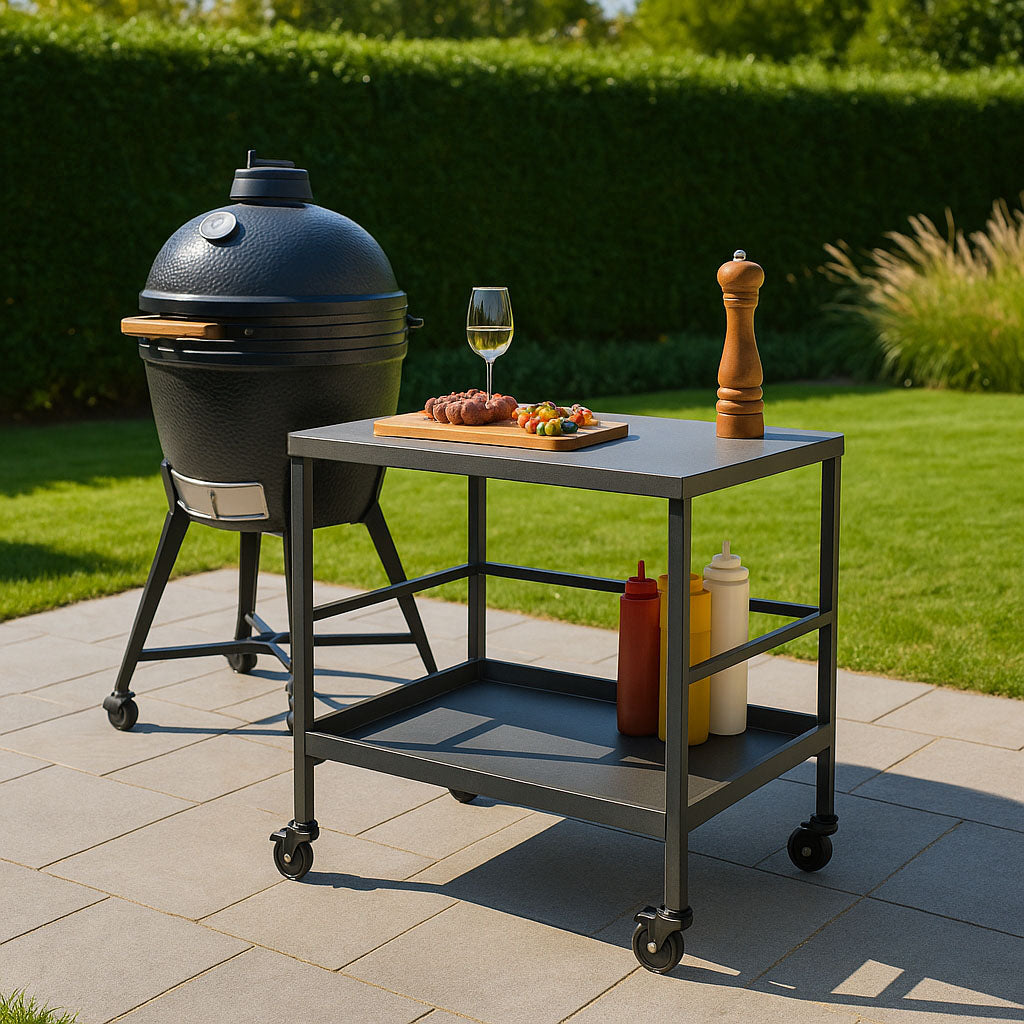 Versatile Outdoor Cart End Table - 2-Tier Movable Storage For Gardens & Outdoor Patios