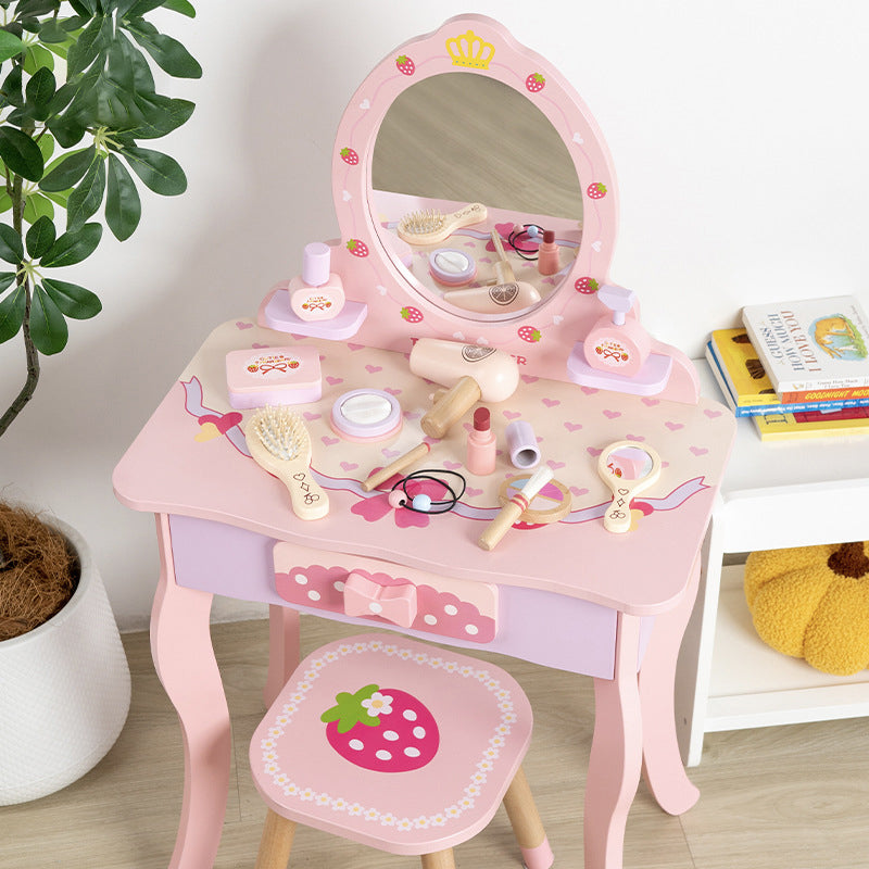 Contemporary Creative Kids MDF Rectangular Makeup Vanity Set With Drawer For Bedroom & Living Room