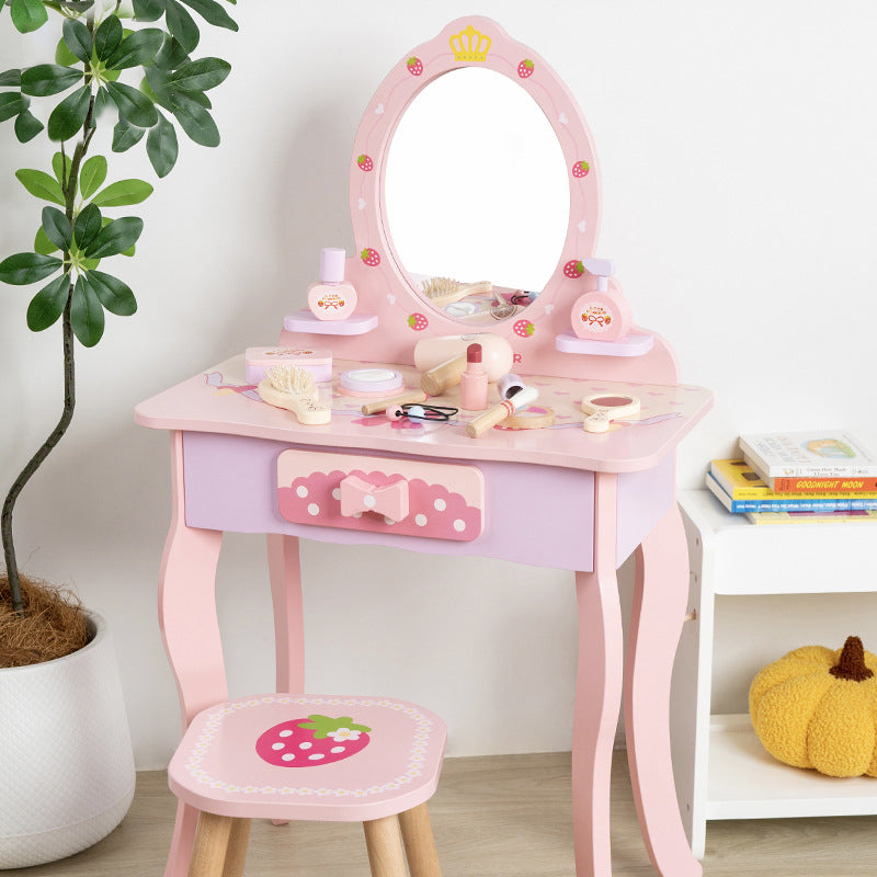 Contemporary Creative Kids MDF Rectangular Makeup Vanity Set With Drawer For Bedroom & Living Room