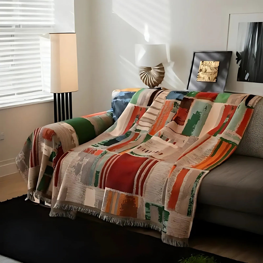 Boho Rustikaler Geometrischer Sofabezug