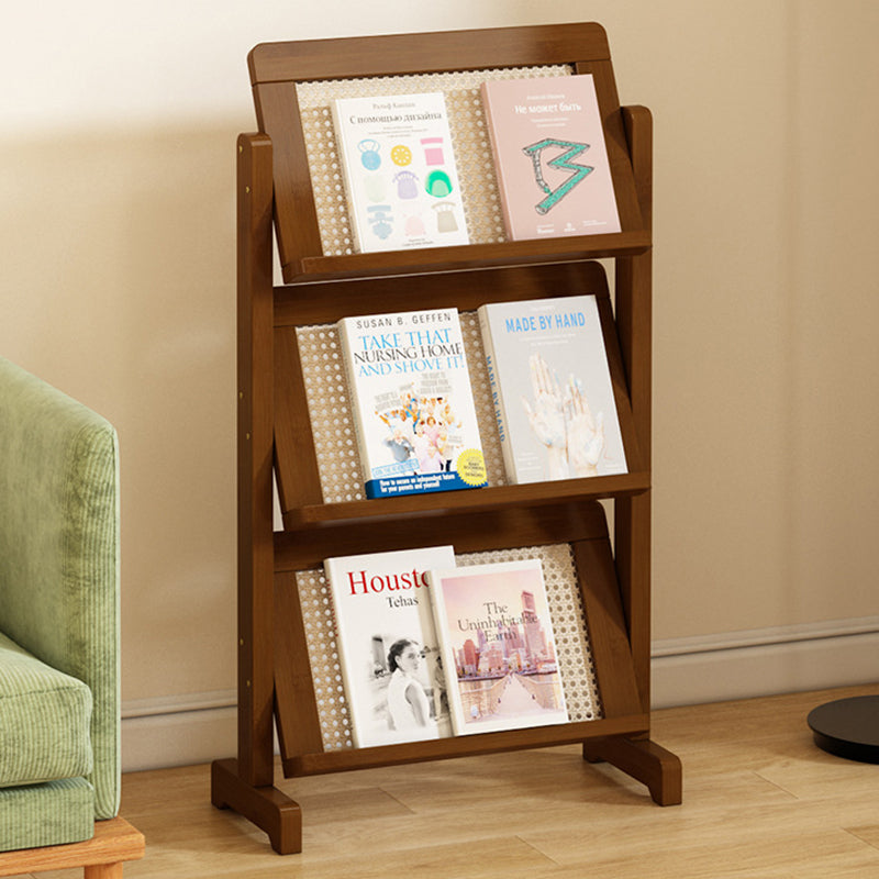 Contemporary Simplicity Square Oblique Bamboo Rattan Weaving Bookshelf 3 - Tier For Living Room