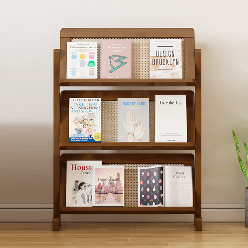 Contemporary Simplicity Square Oblique Bamboo Rattan Weaving Bookshelf 3 - Tier For Living Room