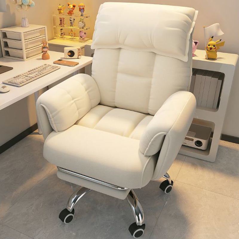 Modern Minimalist Fabric & Stainless Steel Square Seat Desk Chair With Adjustable Backrest & Swivel Base For Home Office