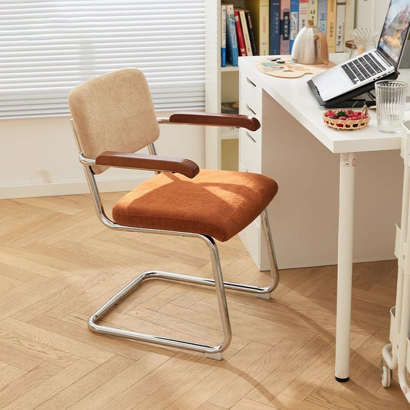 Traditional Vintage Ergonomics Lune Flannelette Iron Solid Wood Sponge Desk Chair Backrest Armrest For Home Office