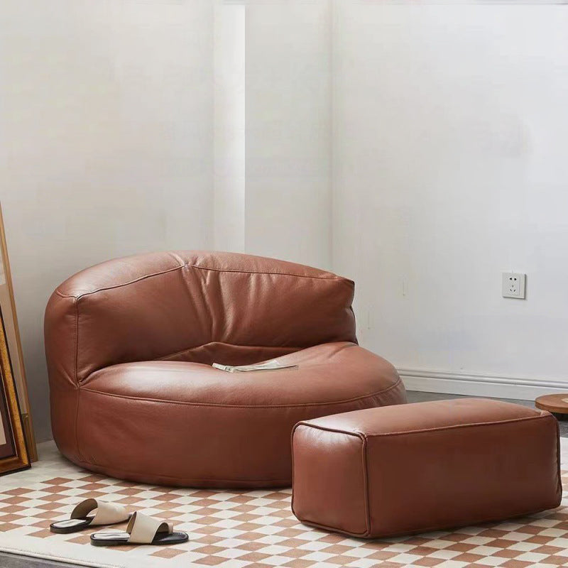 Contemporary Scandinavian Microfiber Leather EPS Round Curved Accent Chair With Backrest For Living Room