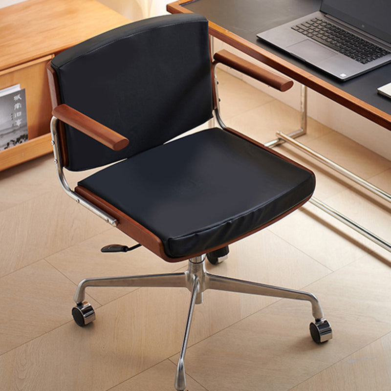 Contemporary Scandinavian Velvet PU Leather Ash Wood Stainless Steel Rectangular Swivel Desk Chair With Armrest Backrest For Home Office