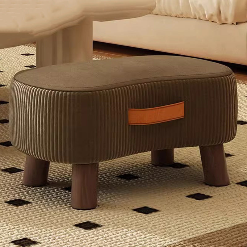 Modern Simplicity Portable Curved Rectangular Technology Cloth Wood Legs Footstool For Entryway