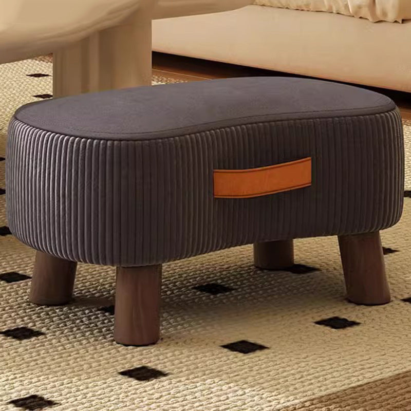 Modern Simplicity Portable Curved Rectangular Technology Cloth Wood Legs Footstool For Entryway