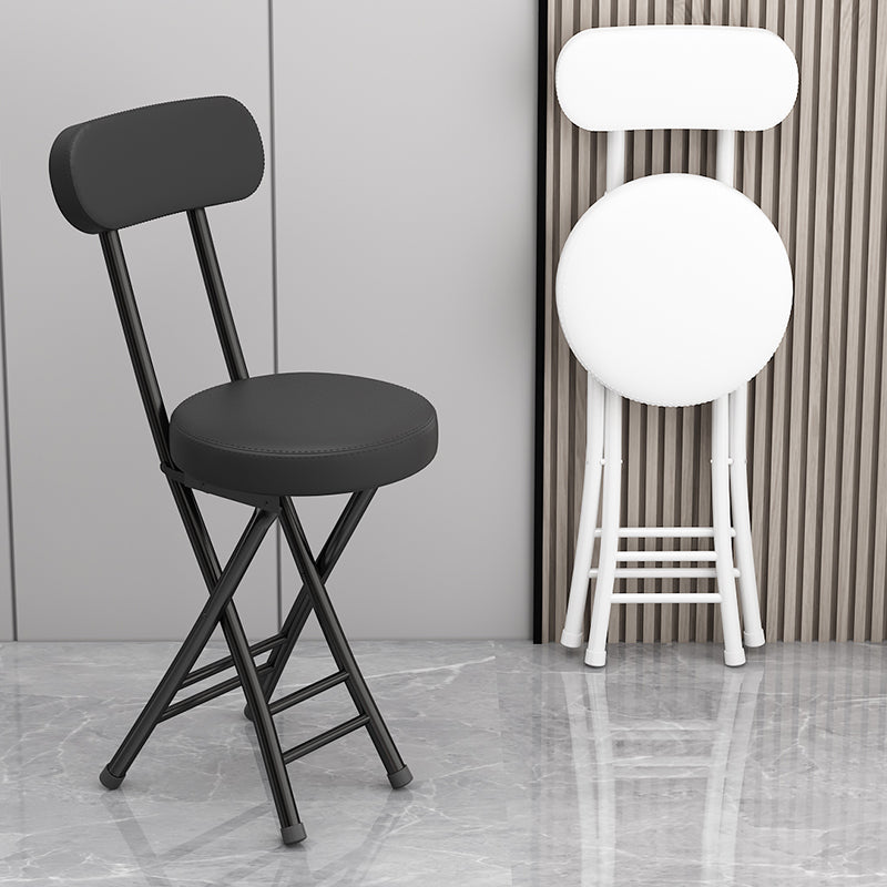 Contemporary Simplicity Round Faux Leather Carbon Steel Frame Foldable Chair Backrest Footrest For Living Room