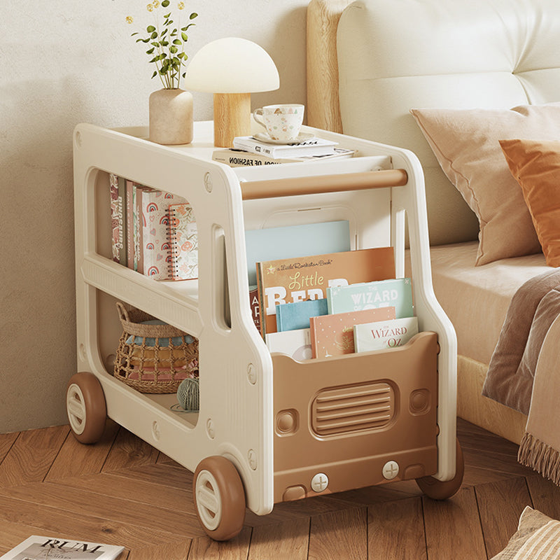 Modern Art Deco Car-Shaped Eco-Friendly HDPE Movable Kids Storage End Table 3-Tier For Living Room