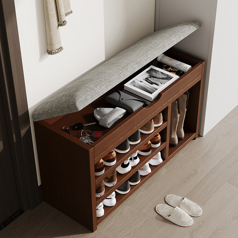 Traditional Vintage Solid Wood Linen Flip-Top Rectangular Shoe Storage With 2/3-Tiers For Entryway & Living Room