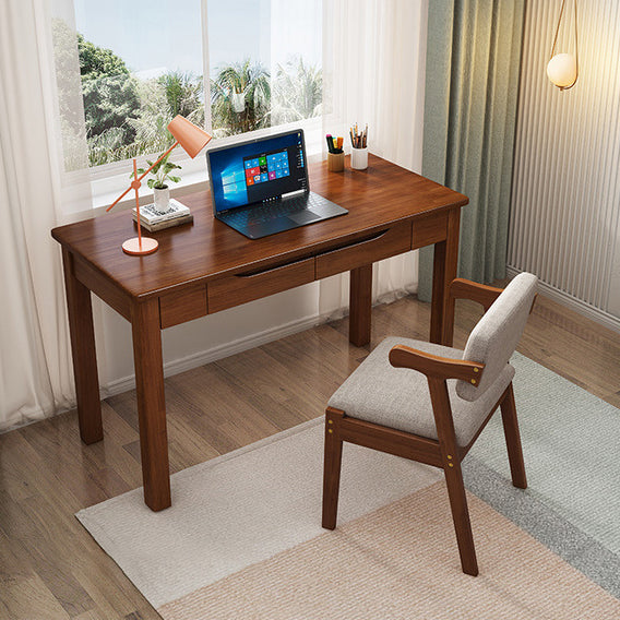 Modern Minimalist Rectangular Solid Wood Board Desks 1/2-Drawer For Home Office