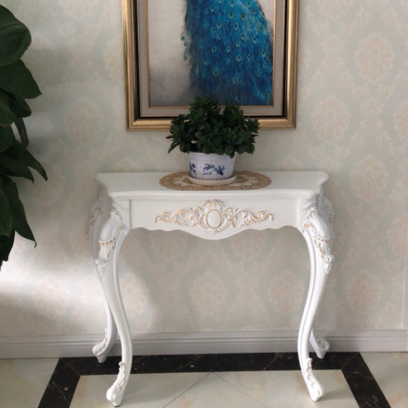Traditional European Resin Pine Particle Board Top Arc Carved Legs Console Table End Table For Entryway