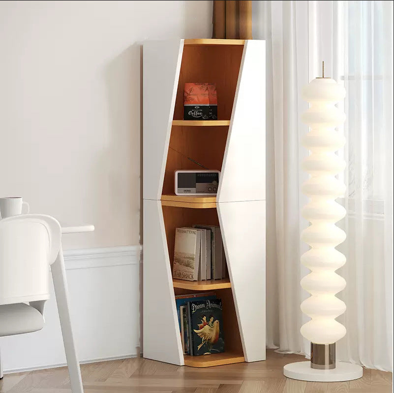 Modern Minimalist Triangle Solid Wood Compact Corner Bookcase 2/4/6-Tier Storage Rack For Home Office