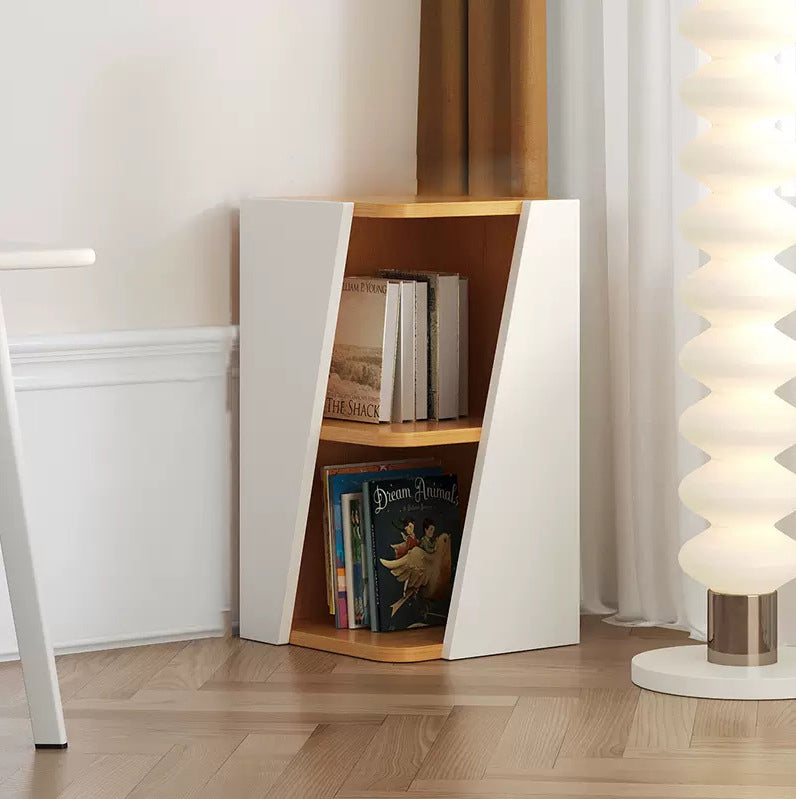 Modern Minimalist Triangle Solid Wood Compact Corner Bookcase 2/4/6-Tier Storage Rack For Home Office