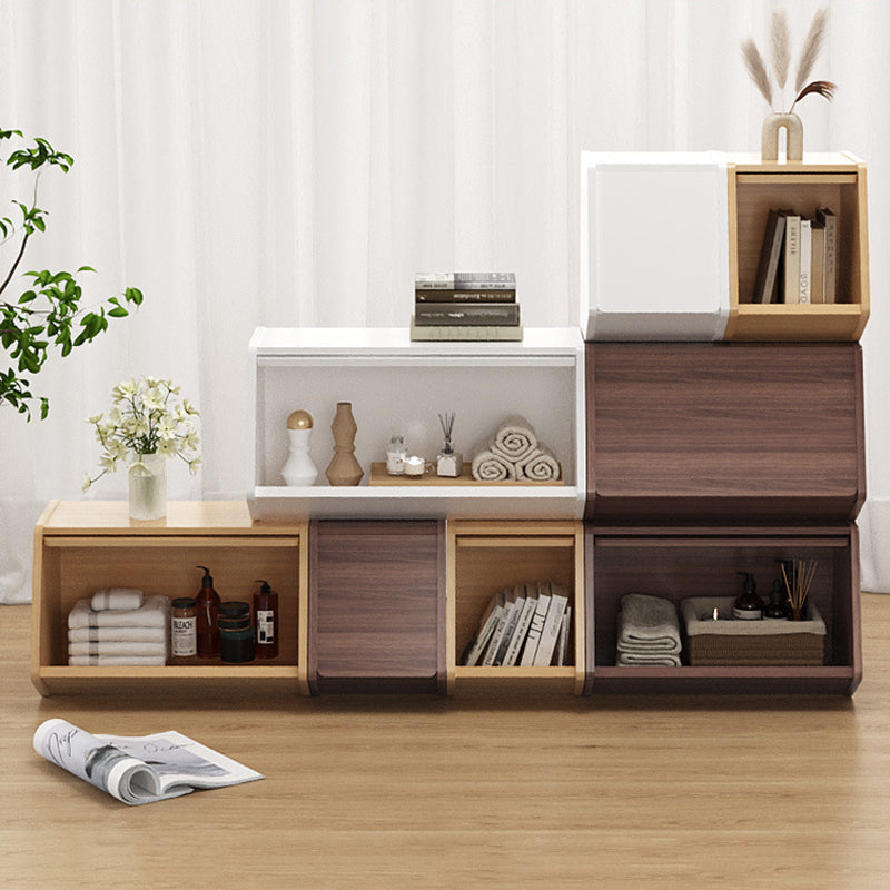 Contemporary Nordic Solid Wood Modular Cube Storage Cabinet Books Toys & Snacks Multi-Layer Organizer With Doors For Bedroom & Living Room