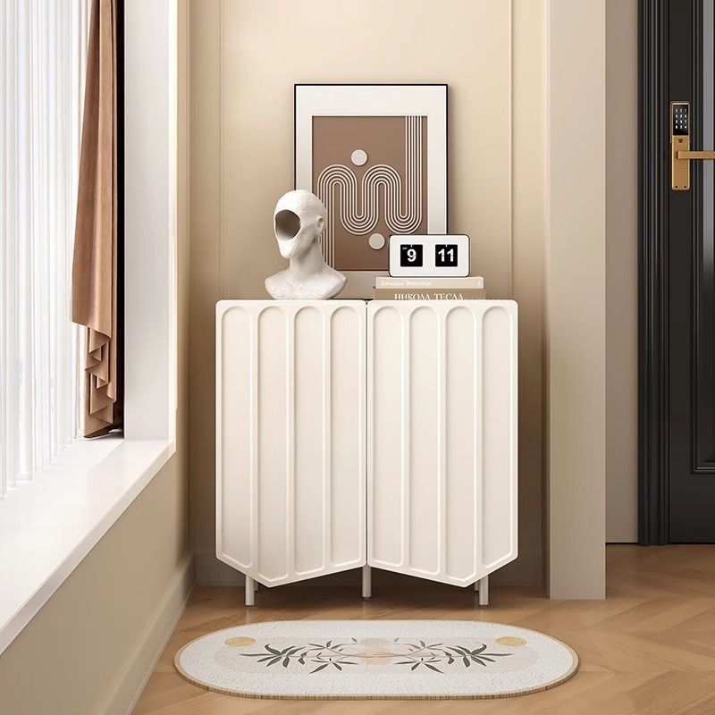 Contemporary Nordic Cream Rectangular Artificial Panel Shoe Storage 2/3 Cabinet For Entryways