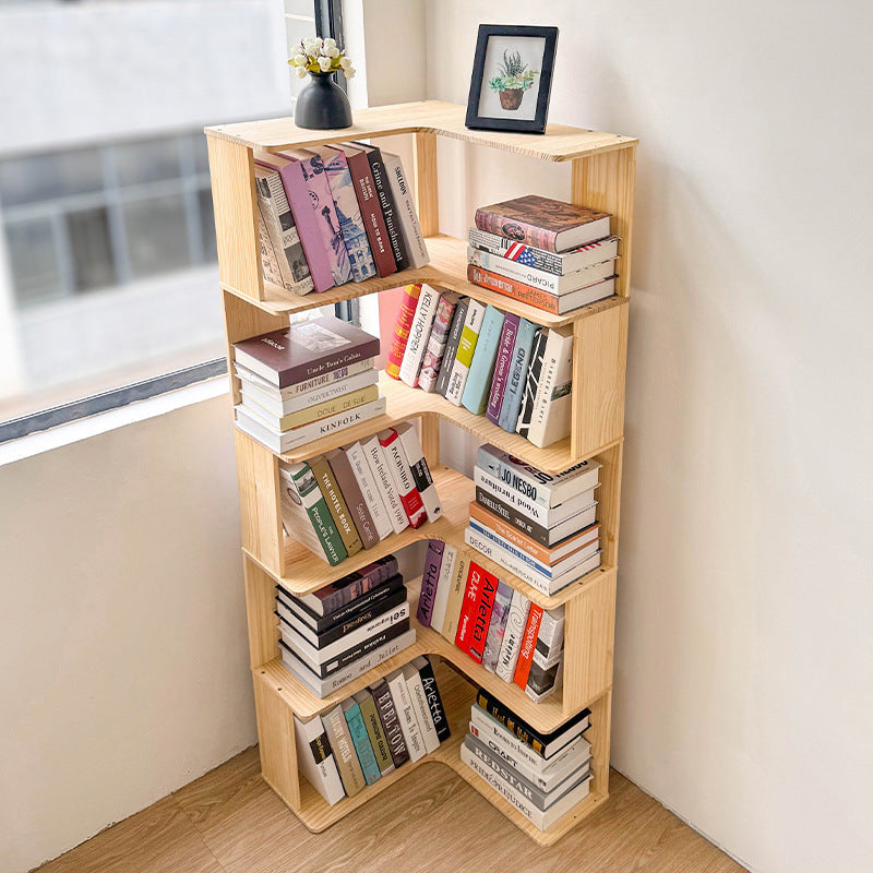 Modern Minimalist Corner Rectangle Wood Bookshelves 4/5 Shelves For Home Office