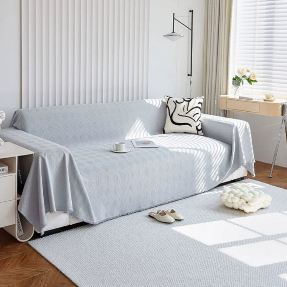 Diamond Grid Chenille Couch Cover