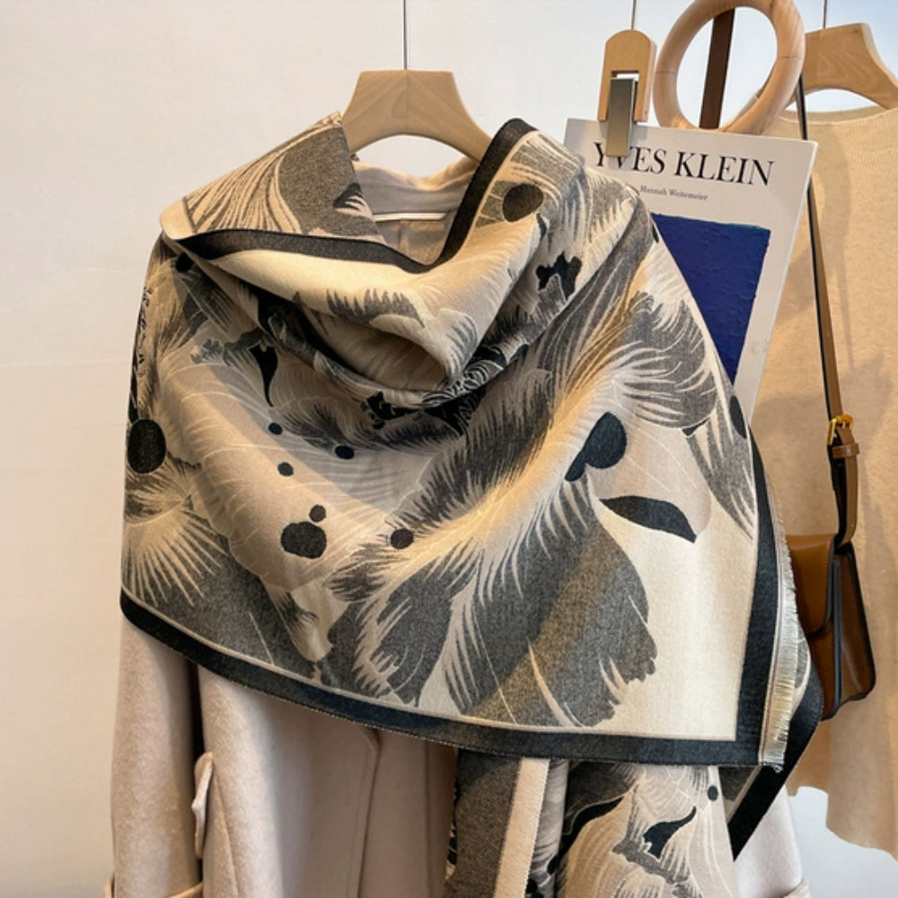 Eleganter Blumen-Jacquard Gewebter Schal