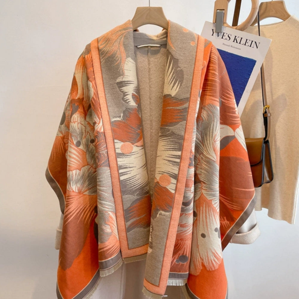 Eleganter Blumen-Jacquard Gewebter Schal