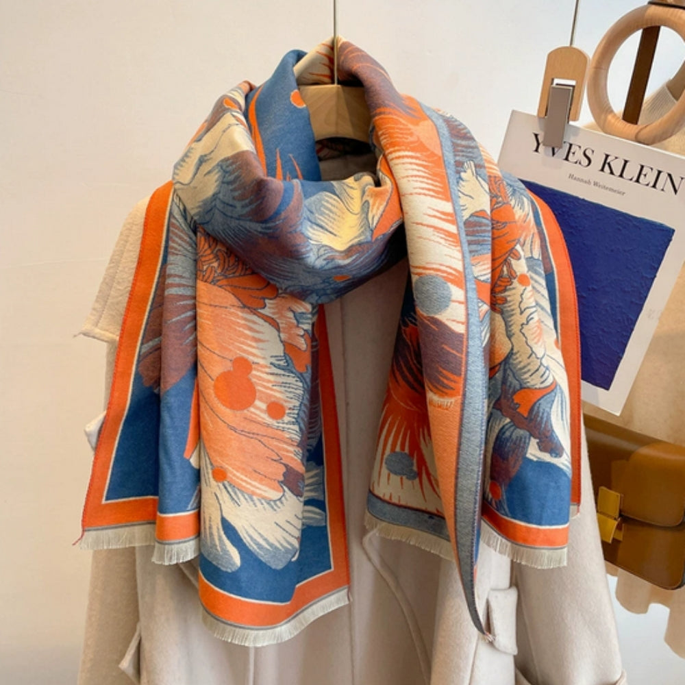 Eleganter Blumen-Jacquard Gewebter Schal