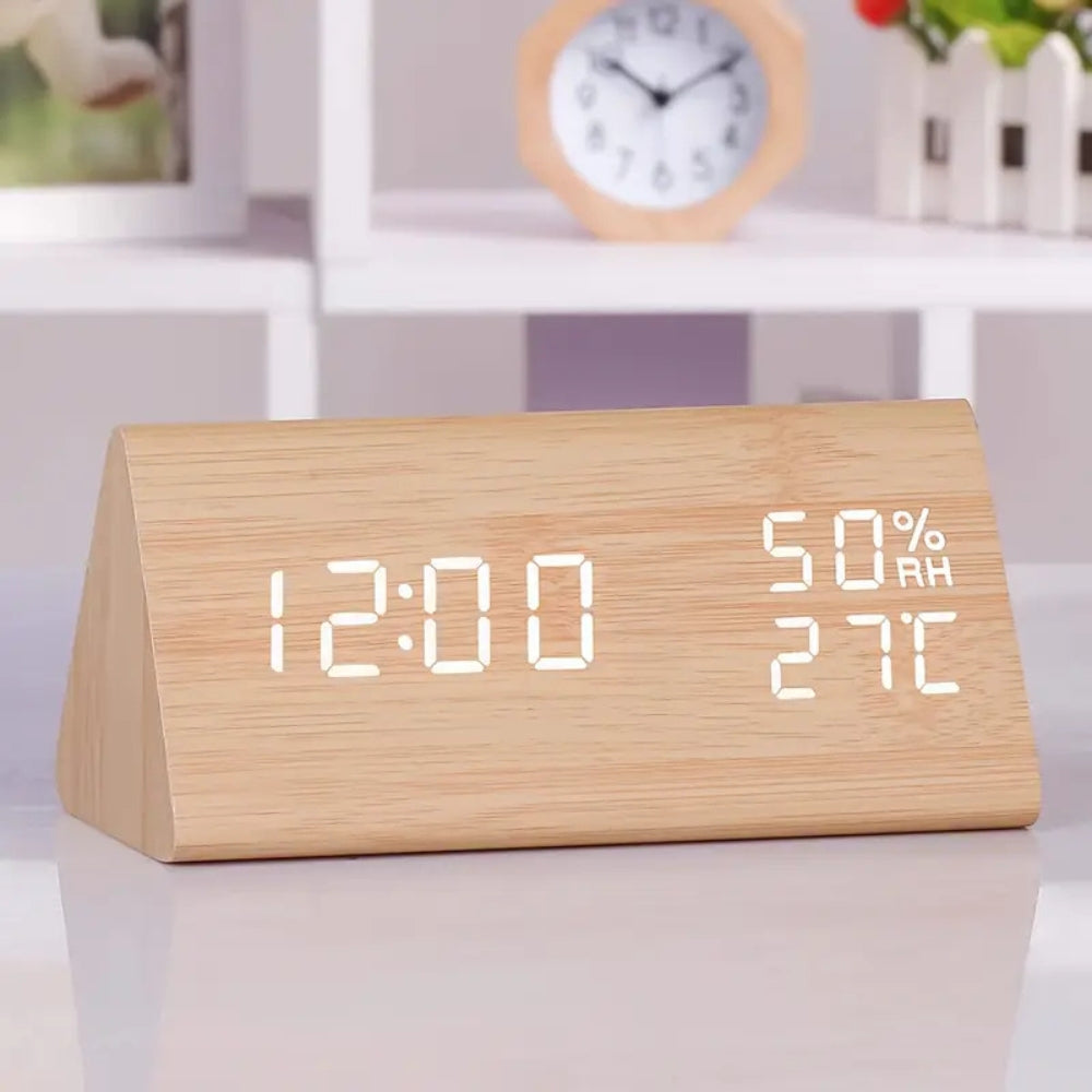 Elora Holz LED Wecker mit Digitalanzeige