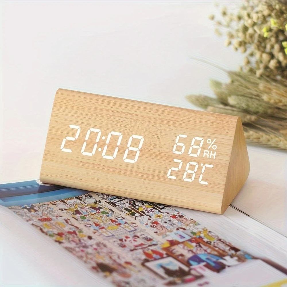 Elora Holz LED Wecker mit Digitalanzeige