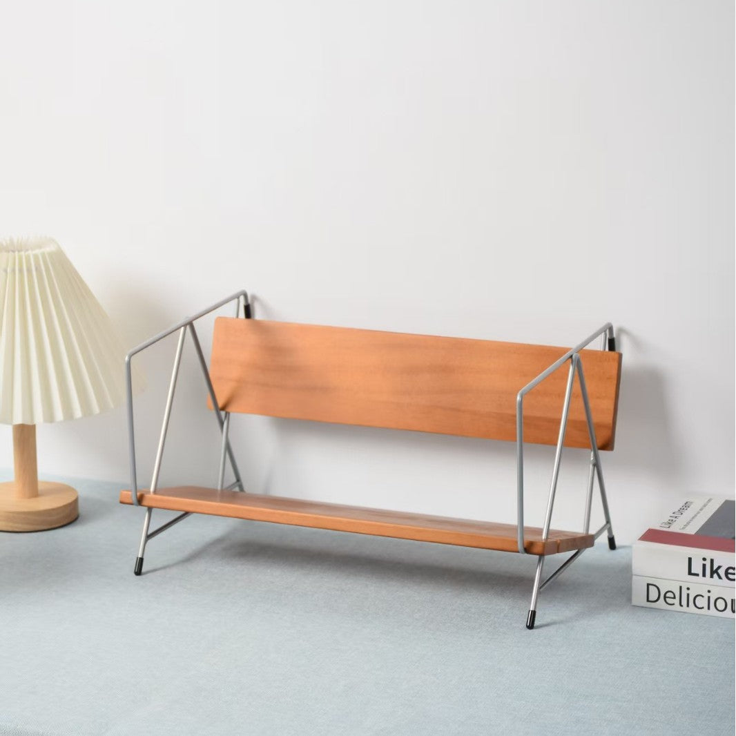 Modern Minimalist Rectangular Solid Wood Iron Bookshelves 4-Leg For Home Office