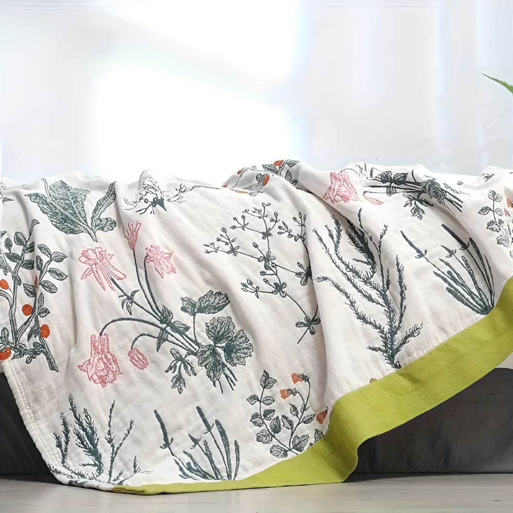 Manta de Gasa de Algodón Floral Estilo Campestre